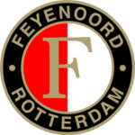 Feyenood Rotterdam logo with red, white, and beige design.