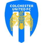 Official Colchester United FC badge with blue and gold design.