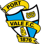 Port Vale F.C. badge featuring blue and white shield with yellow banner.